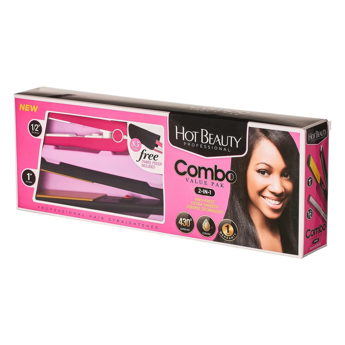 Ceramic Flat Irons 2-In-1 Value Pack 1" and Mini 1/2" with Free Travel Pouch