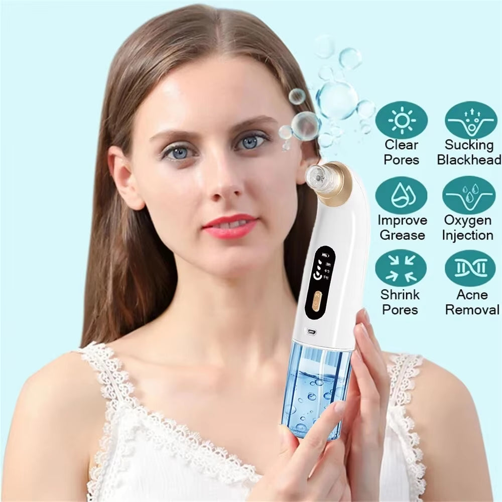 Electric Small Bubble Blackhead Remover USB Water Cycle Pore Acne Pimple Removal Vacuum Suction Facial Nose Cleaner Tool