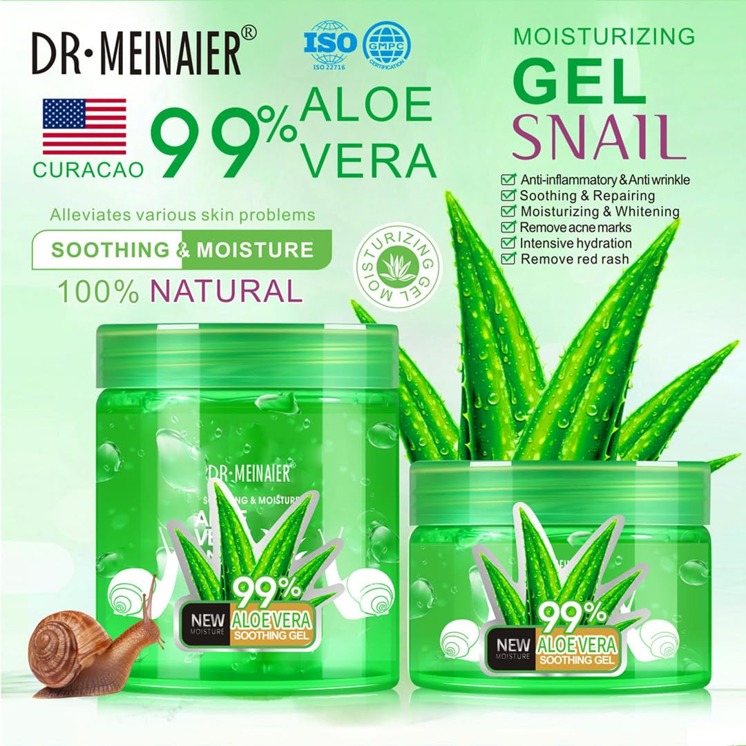 Aloe Vera Gel for Face, Body & Hair, Soothing Aloe Face Moisturizer, Multipurpose Skin Care, Hydrating Aloe Gel, Claming after Sunburn 250Ml (Aloe Vera)