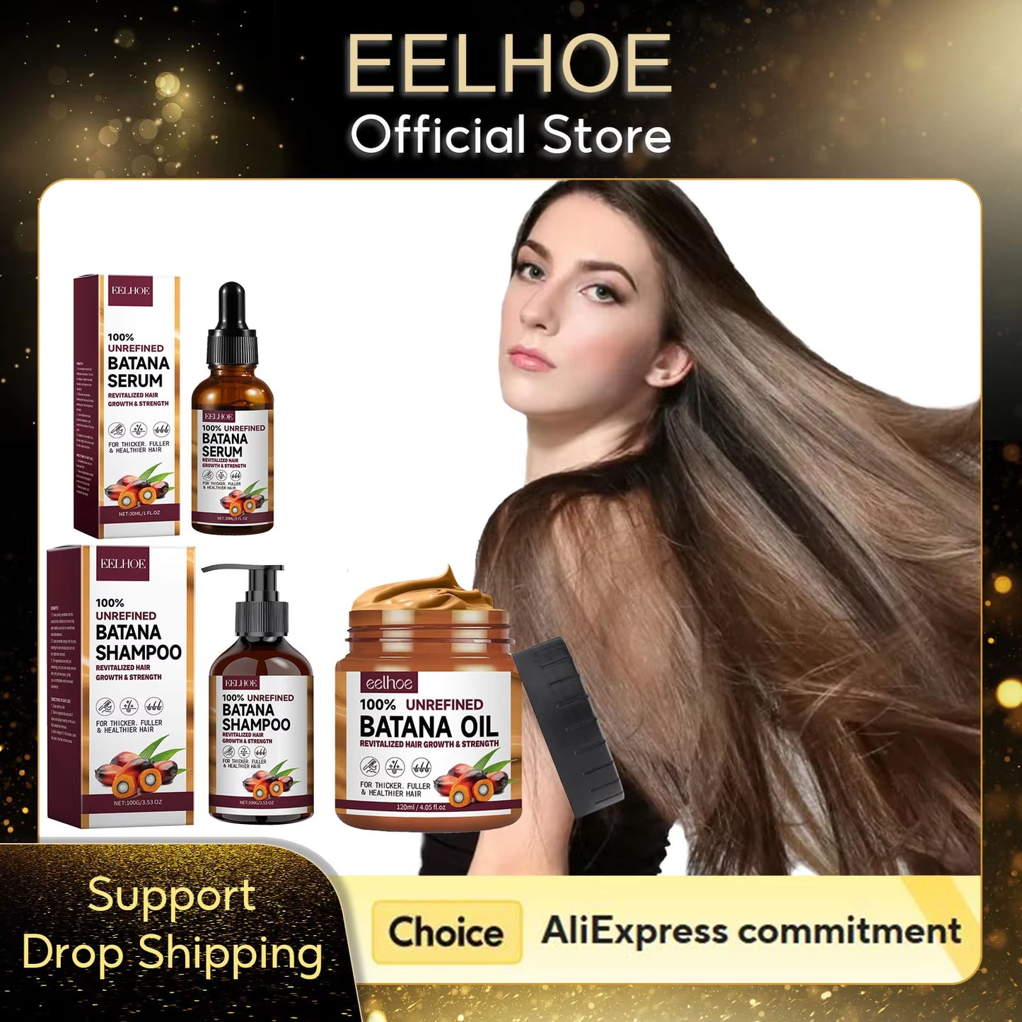 Natural Batana Oil Deep Moisturizing Smooth Thick Hair Growth Shampoo and Conditioner for Damaged Hair Keratin Treatment