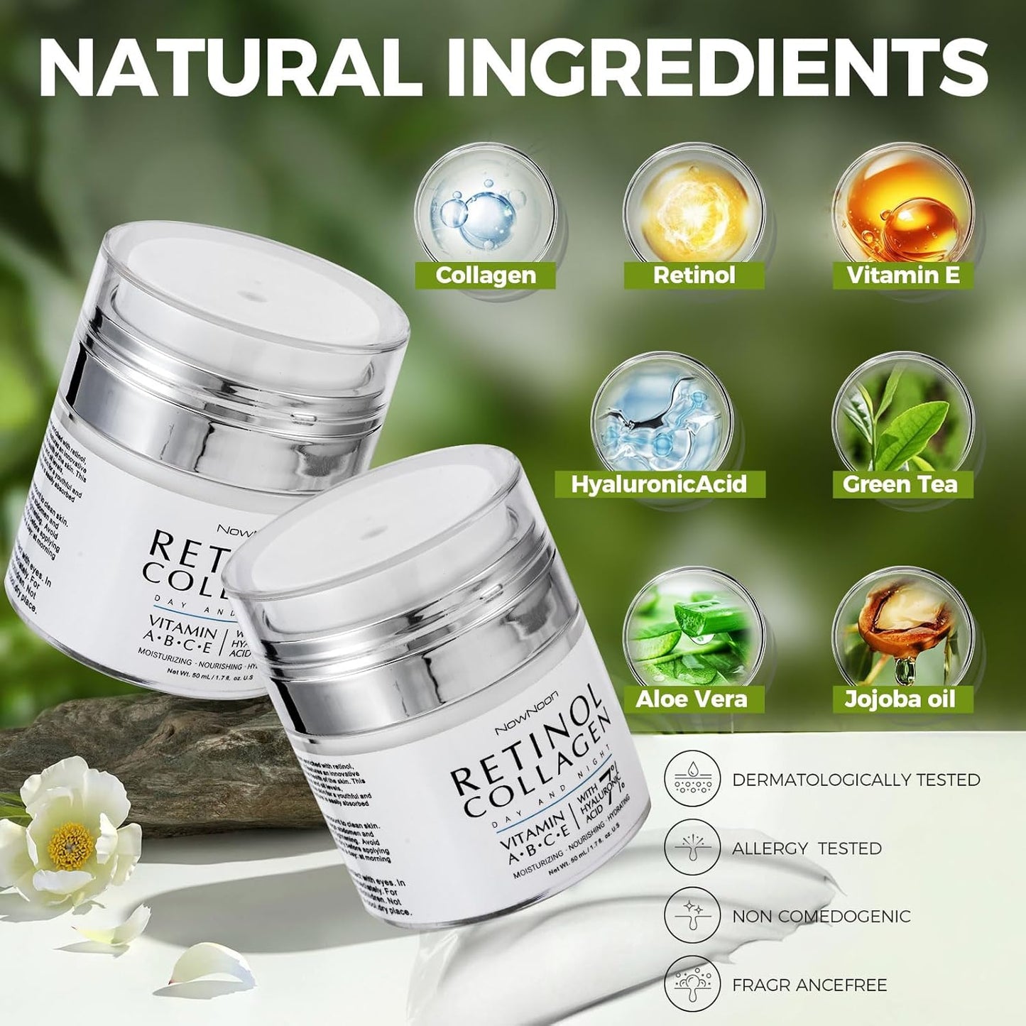 Night Cream Face Moisturizer with Retinol, Collagen, Niacinamide 10%, anti Wrinkle Face Cream, Made in USA, Retinol Cream for Face, anti Aging Face Cream, Face Moisturizer for Women, 1.7Oz
