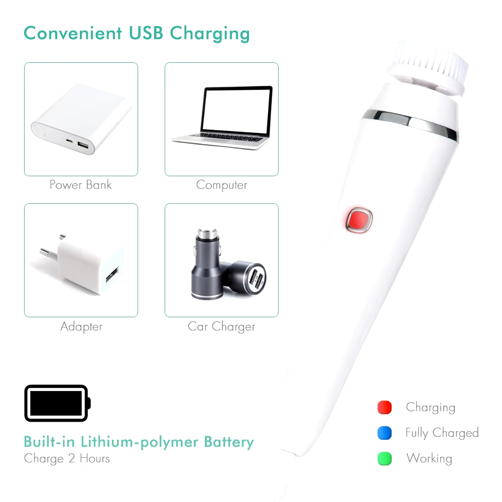 4 in 1 Electric Clean Facial Brush Face Tightening Exfoliating Cleansing Sonic Massager Cleaner with 4 Heads Kit Face Skin Care