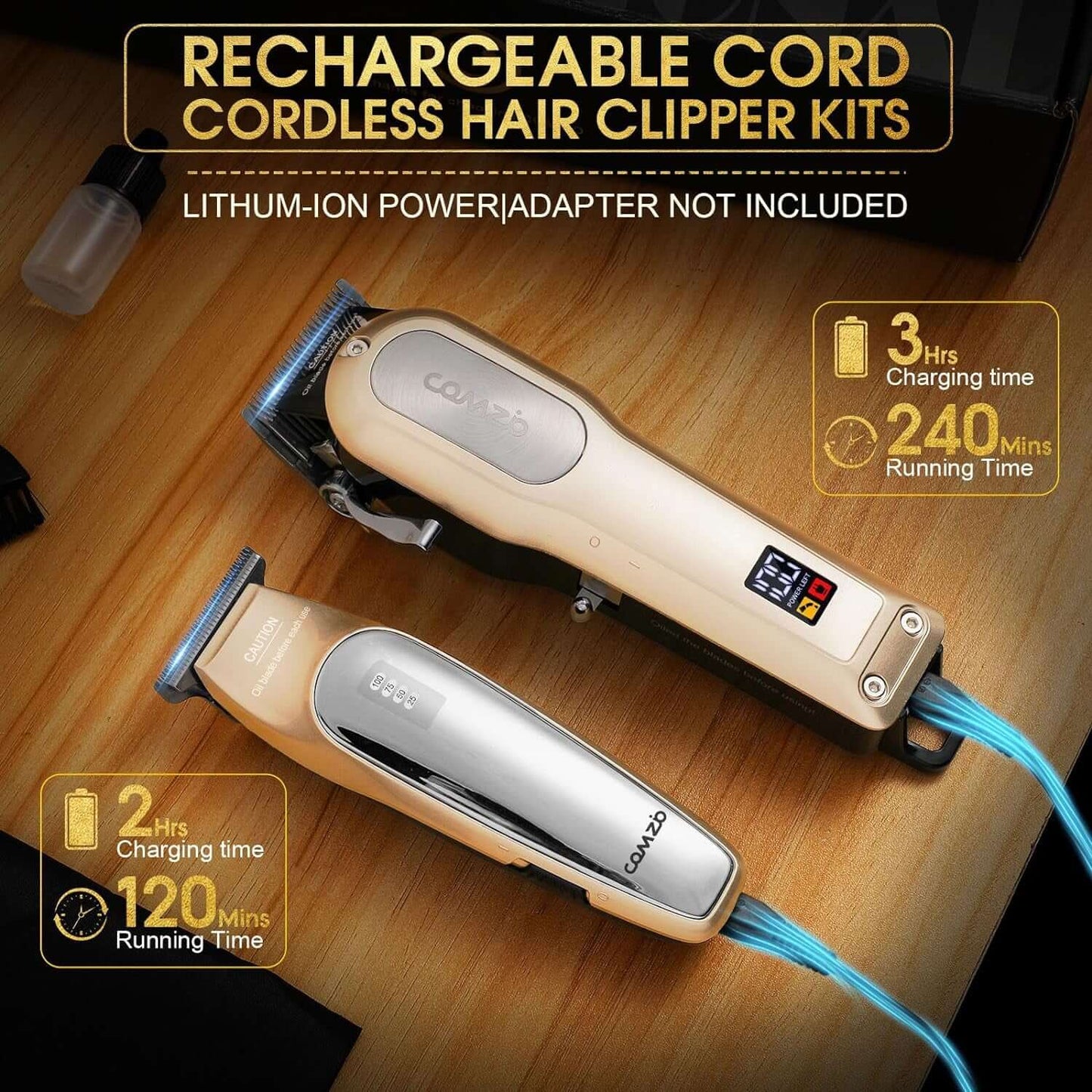Professional Hair Clippers for Men,Professional Barber Clippers and Trimmer Set,Mens Cordless Hair Clippers for Barbers Haircut,Mens Grooming Kit Fade with LED Display 9 Guide Combs,Mens Gifts