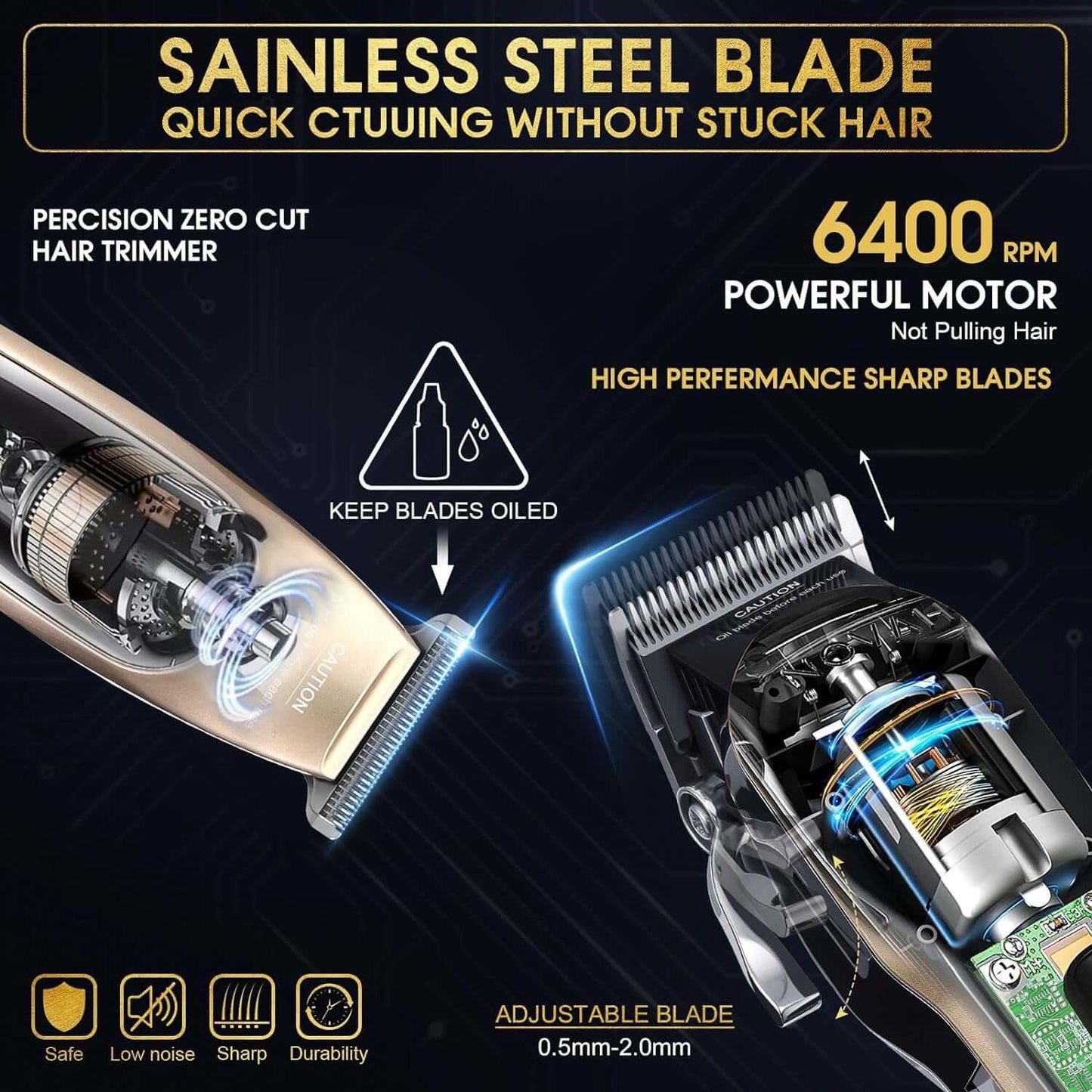 Professional Hair Clippers for Men,Professional Barber Clippers and Trimmer Set,Mens Cordless Hair Clippers for Barbers Haircut,Mens Grooming Kit Fade with LED Display 9 Guide Combs,Mens Gifts