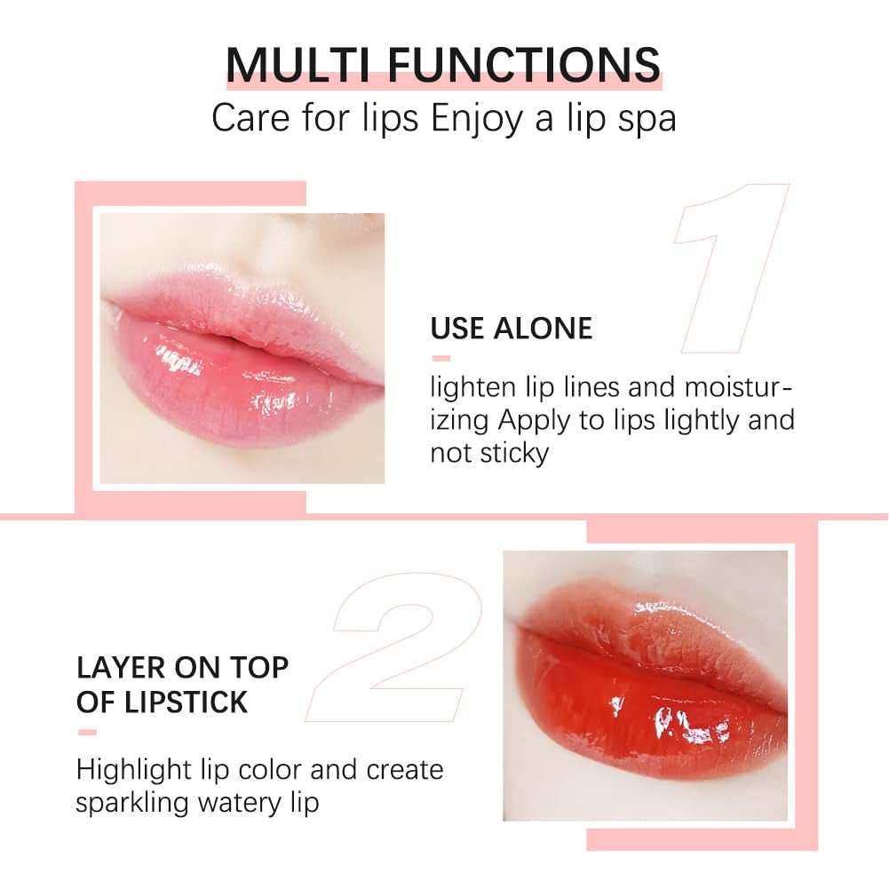 Hydrating Lip Glow Oil, Moisturizing Lip Glow Oil, Lip Plumper Gloss, Transparent Lip Gloss, Lip Oil, Plumping Lip Oil, Lip Balm, Tinted Lip Balm Lip Care (Pink)