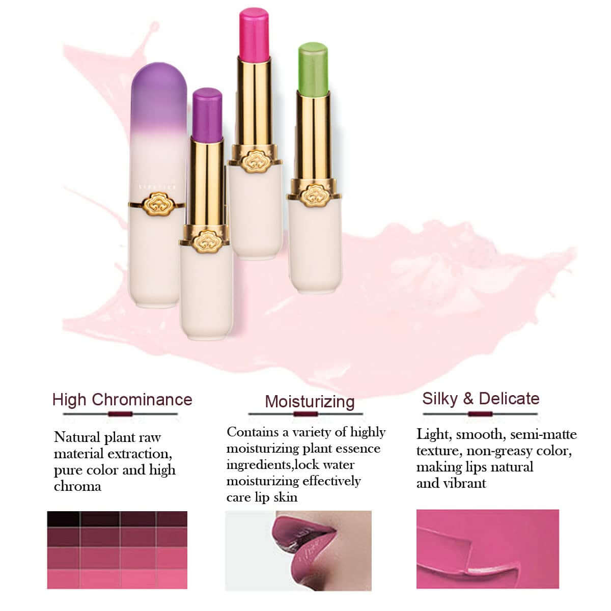 3 Pcs Color Changing Lipstick Queen Peach Aloe Grape,Ph Mood Lip Balm Tinted Long Lasting Labiales Lip Plumper Gloss Magic Lip Stain Moisturize Lipstick Set for Women (Peach+Aloe+Grape)