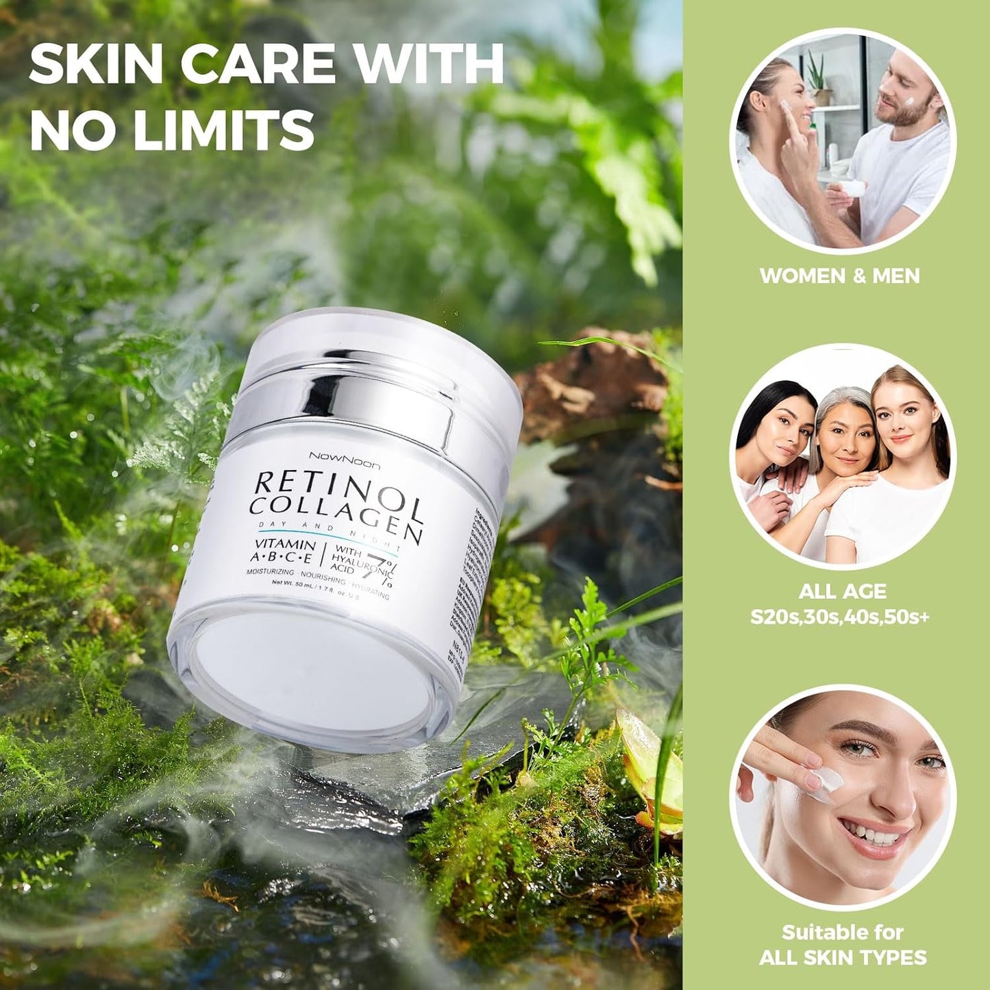 Night Cream Face Moisturizer with Retinol, Collagen, Niacinamide 10%, anti Wrinkle Face Cream, Made in USA, Retinol Cream for Face, anti Aging Face Cream, Face Moisturizer for Women, 1.7Oz