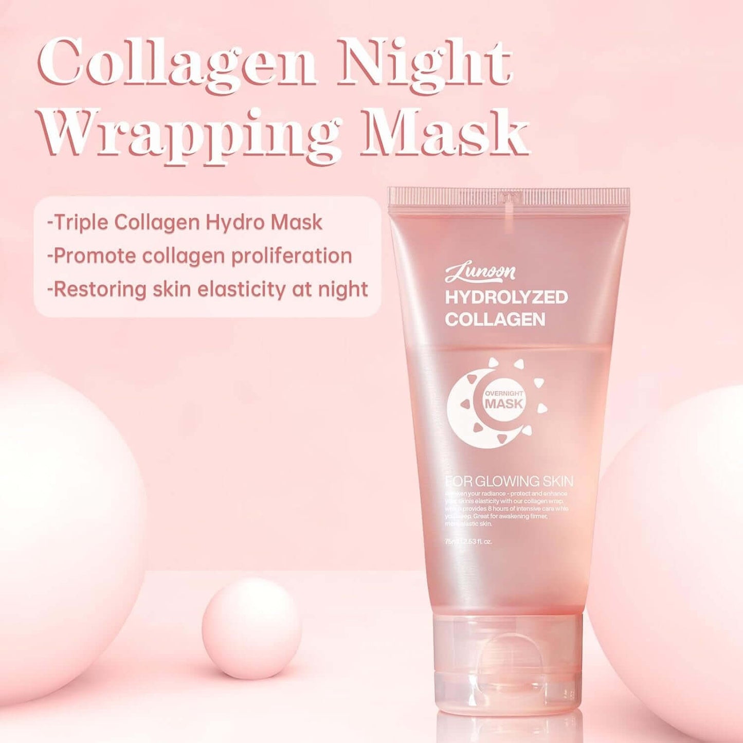 Collagen Night Wrapping Mask, Pore Minimizing Reduces Sagging Elasticity Improvement, Overnight Collagen Hydration Face Mask. (1Pcs)