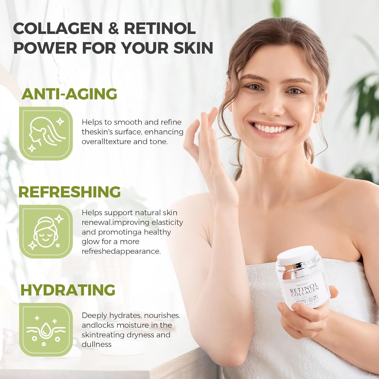 Night Cream Face Moisturizer with Retinol, Collagen, Niacinamide 10%, anti Wrinkle Face Cream, Made in USA, Retinol Cream for Face, anti Aging Face Cream, Face Moisturizer for Women, 1.7Oz