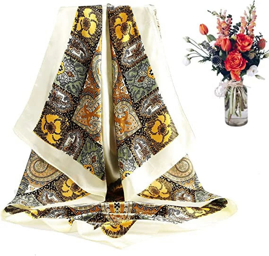 Lux Satin Scarf Set | Silk Feel Headscarves | Large Satin Bandana Trio | 35” Elegant Hair Scarves | Chic Silk Scarf Collection | Satin Style Head Wraps | Versatile Silk Scarves | Glamour Satin Headscarves | Silky Hair Wrap Set | Trendy Satin Scarf Bundle