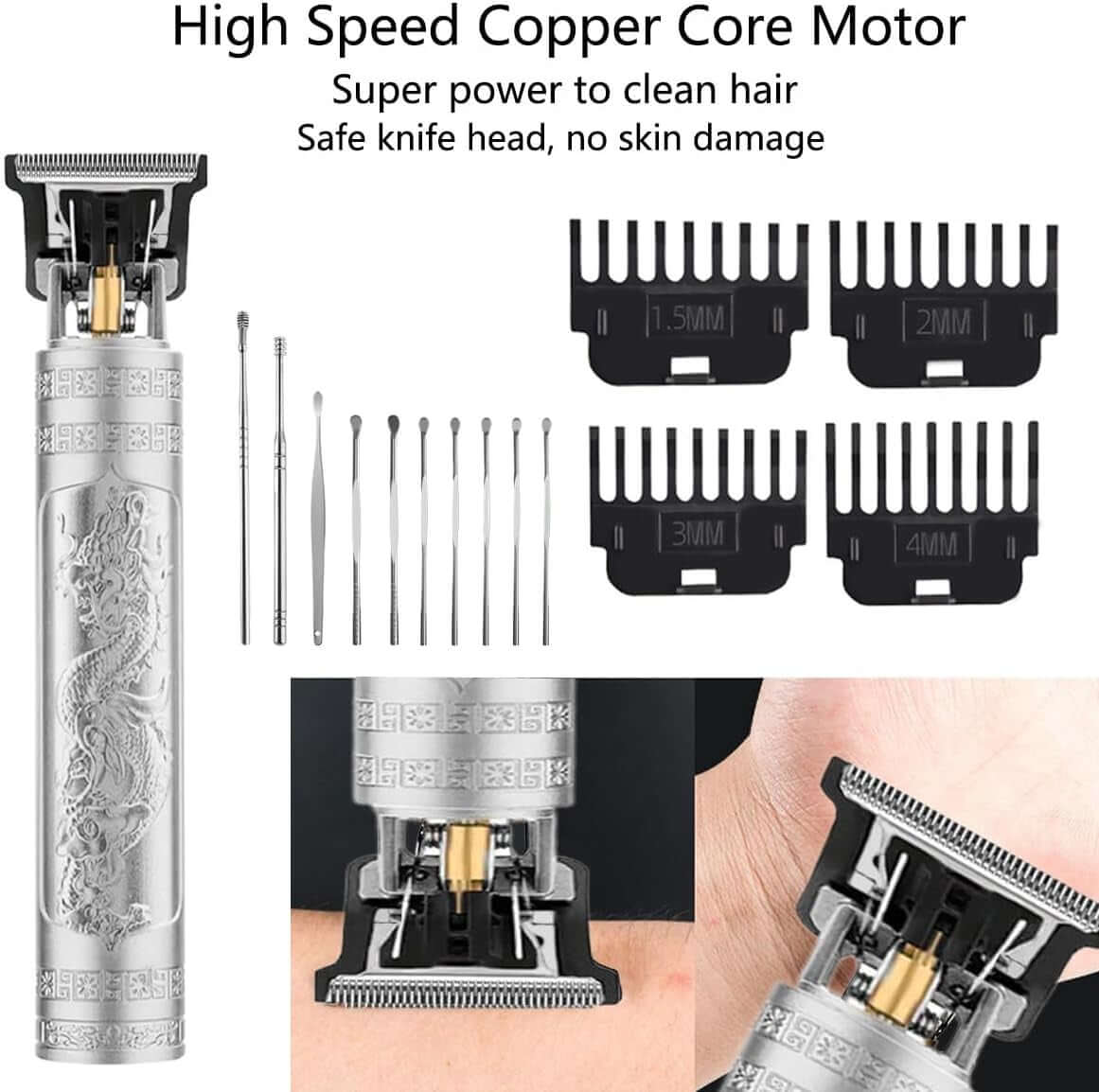 Hair Clippers for Men, Cordless Hair Clippers, Travel Small Hair Clippers 5.7" Hair Clippers Classical Sculpting Styling Rechargeable Hair Remover with 10 Pieces Earpick