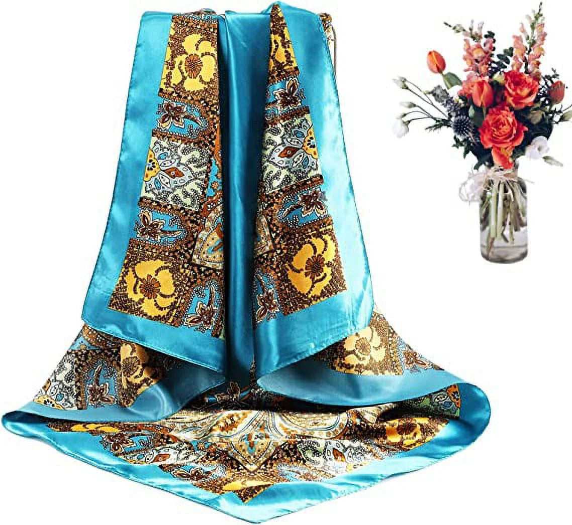 Lux Satin Scarf Set | Silk Feel Headscarves | Large Satin Bandana Trio | 35” Elegant Hair Scarves | Chic Silk Scarf Collection | Satin Style Head Wraps | Versatile Silk Scarves | Glamour Satin Headscarves | Silky Hair Wrap Set | Trendy Satin Scarf Bundle