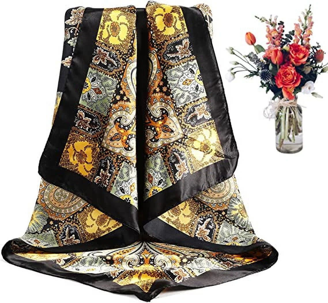 Lux Satin Scarf Set | Silk Feel Headscarves | Large Satin Bandana Trio | 35” Elegant Hair Scarves | Chic Silk Scarf Collection | Satin Style Head Wraps | Versatile Silk Scarves | Glamour Satin Headscarves | Silky Hair Wrap Set | Trendy Satin Scarf Bundle