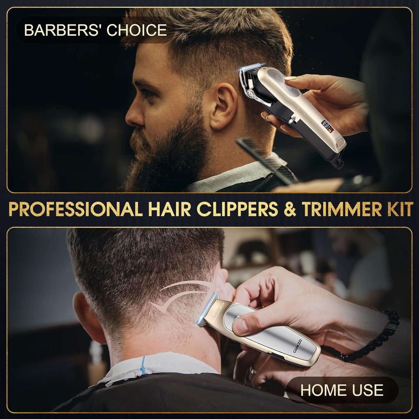 Professional Hair Clippers for Men,Professional Barber Clippers and Trimmer Set,Mens Cordless Hair Clippers for Barbers Haircut,Mens Grooming Kit Fade with LED Display 9 Guide Combs,Mens Gifts