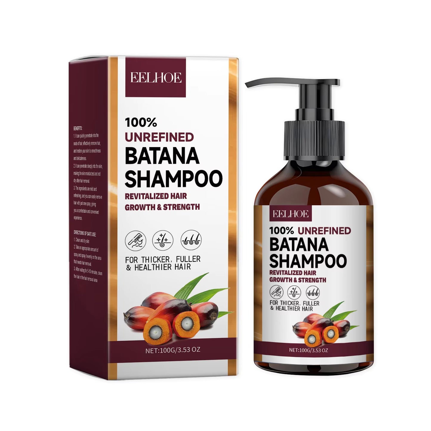 Natural Batana Oil Deep Moisturizing Smooth Thick Hair Growth Shampoo and Conditioner for Damaged Hair Keratin Treatment