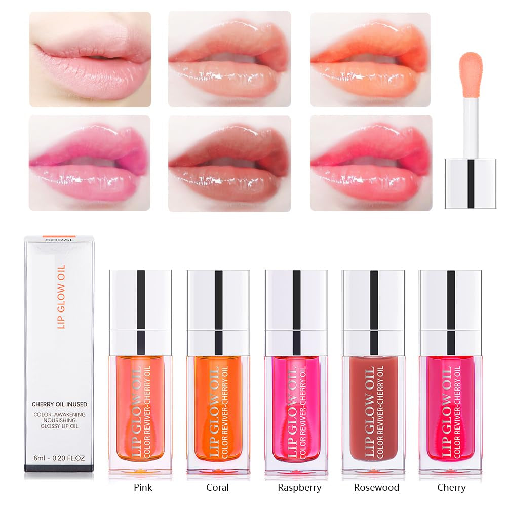 Hydrating Lip Glow Oil, Moisturizing Lip Glow Oil, Lip Plumper Gloss, Transparent Lip Gloss, Lip Oil, Plumping Lip Oil, Lip Balm, Tinted Lip Balm Lip Care (Pink)