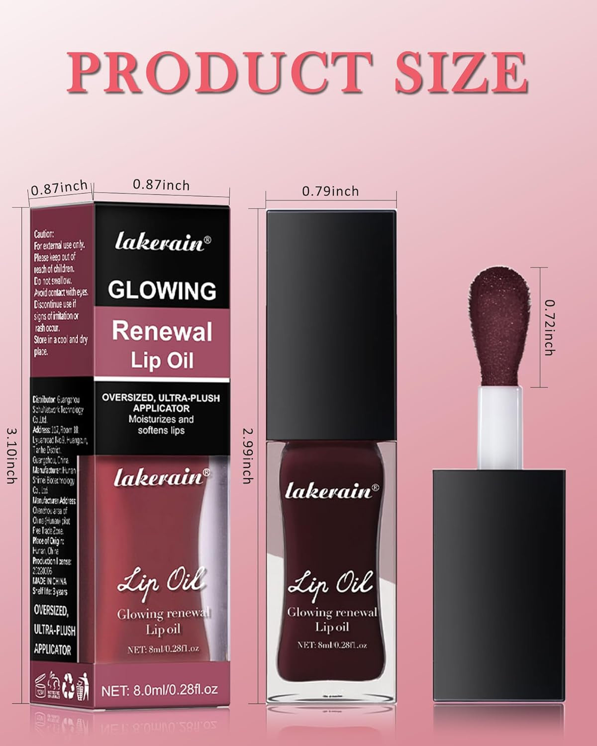 Hydrating Lip Glow Reviver Oil, Tinted Plumping Lip Oil Gloss, Long Lasting Moisturizing Clear, Lip Oil Stain for Lip Care Dry Lips, High Shine Lip Glaze-04