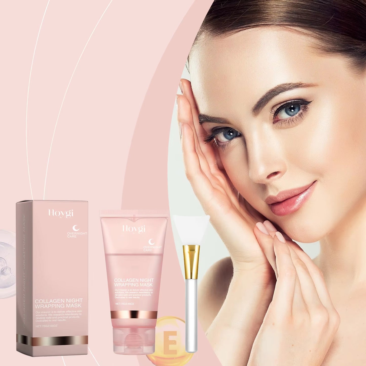 Collagen Night Wrapping Mask Peel off Mask Firming Lifting Moisturizing Face Glow Mask Cleanse the Face Brightening Skin Care