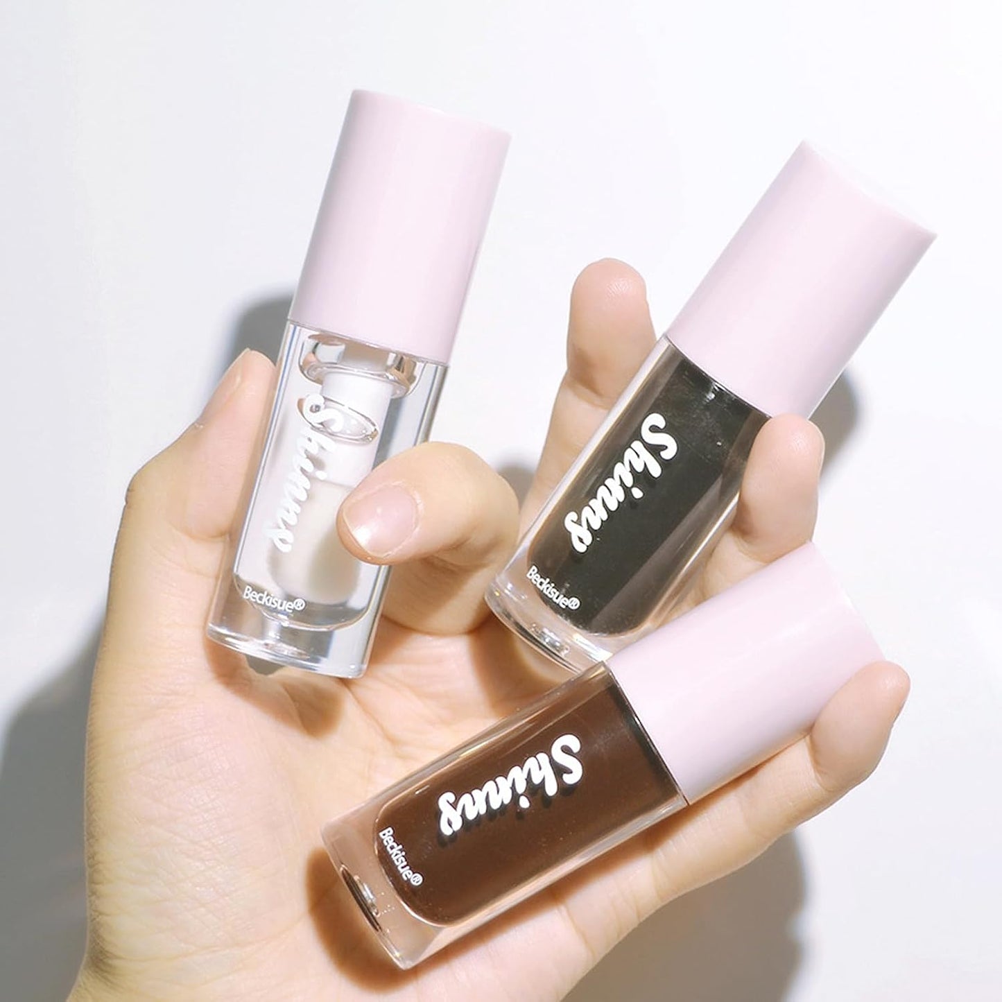 Translucent Black Lip Gloss, Clear/Black Cherry/Black Sugar Lip Oil, Plumping Hydrating Mirror Highlight Lip Gloss Moisturizing Long Lasting & Non-Sticky - Vegan Makeup (3Pcs)