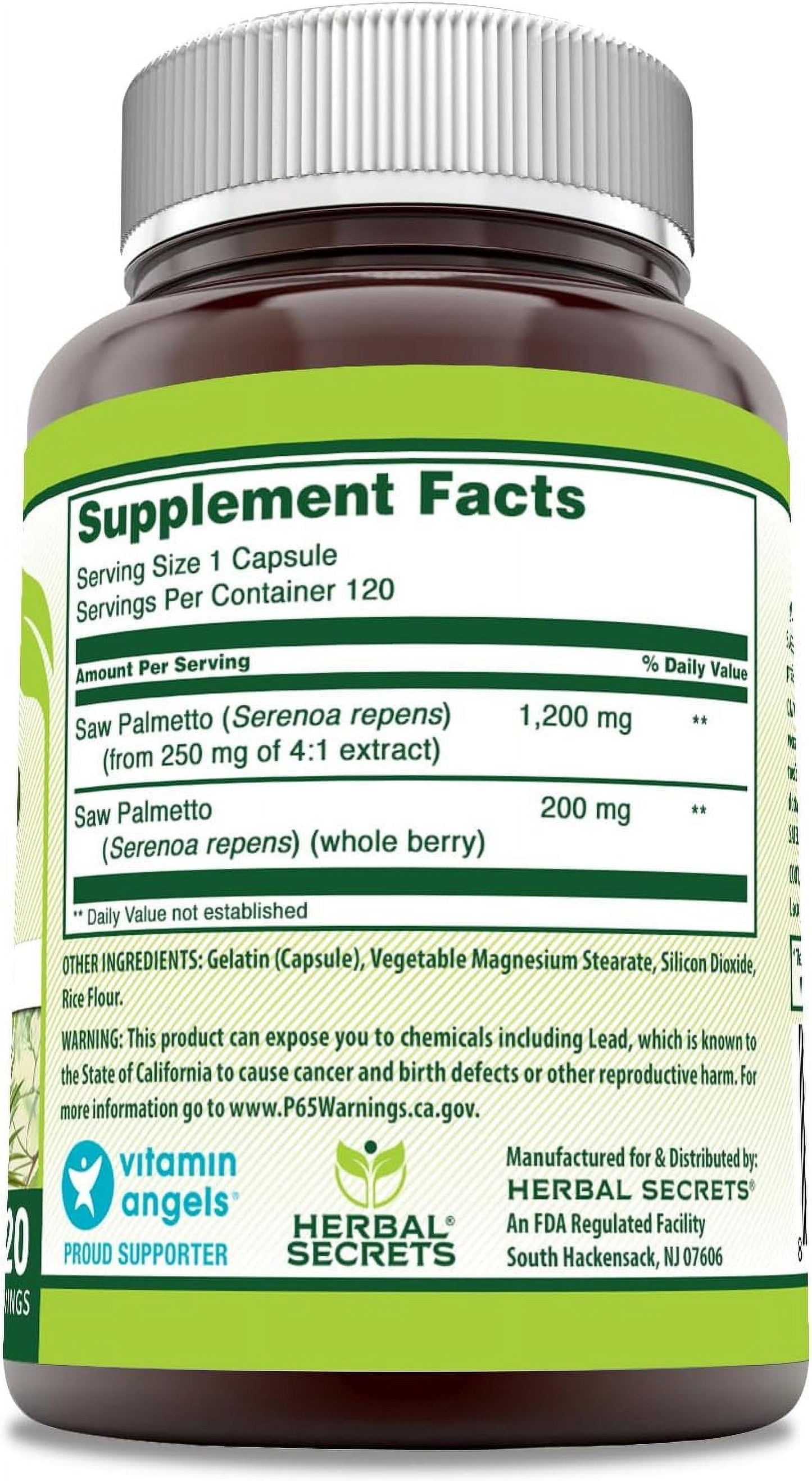 Saw Palmetto Complex 1200 Mg 120 Capsules Supplement | Non-Gmo | Gluten Free | Made in USA