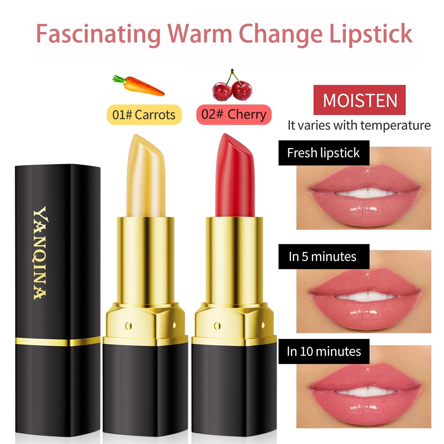 Color Changing Lipstick Tinted Lip Balm PH Lip Balm Long Lasting Nutritious Lip Magic Color Changing Lipstick Waterproof Moisturizing Color Changing Lip Balm Lipstick (01# Carrots)