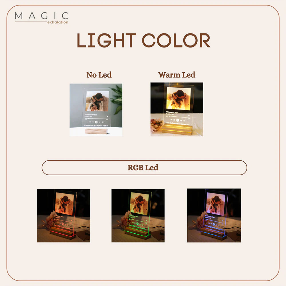 Custom Song Photo Acrylic Plaque LED Night Light