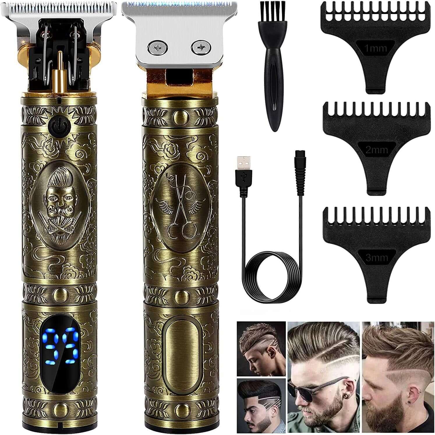 Hair Clippers for Men, Professional Cordless Clippers for Hair Cutting, Mens Hair Clippers and Trimmer Kit for Barber with LED Display- Gifts for Men