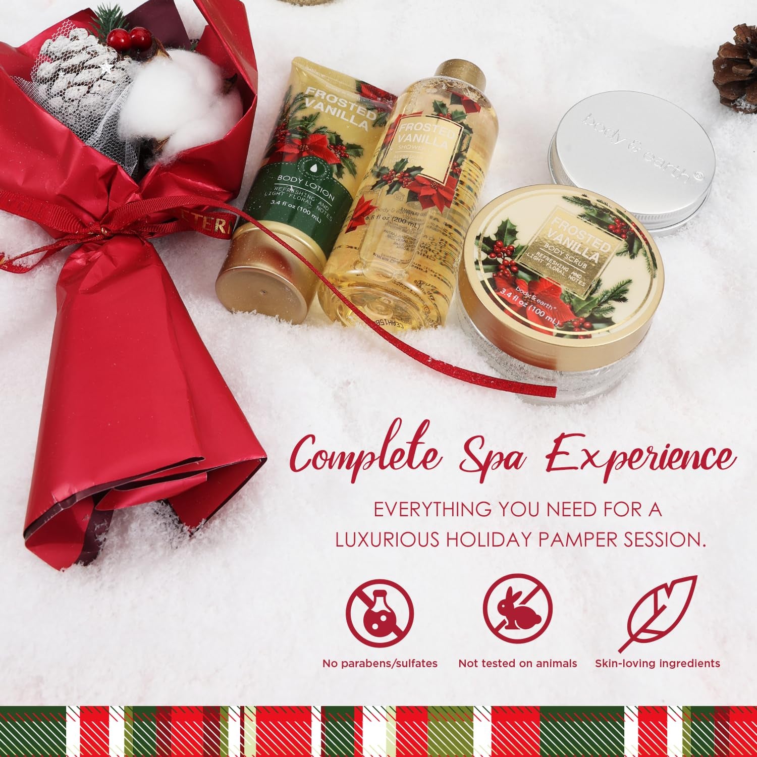 Spa Baskets for Her -  Spa Sets for Women, 5 Piece Mothers Day Gifts with Vanilla Scented Bath Wash, Body Scrub, Body Lotion, Hand Soap