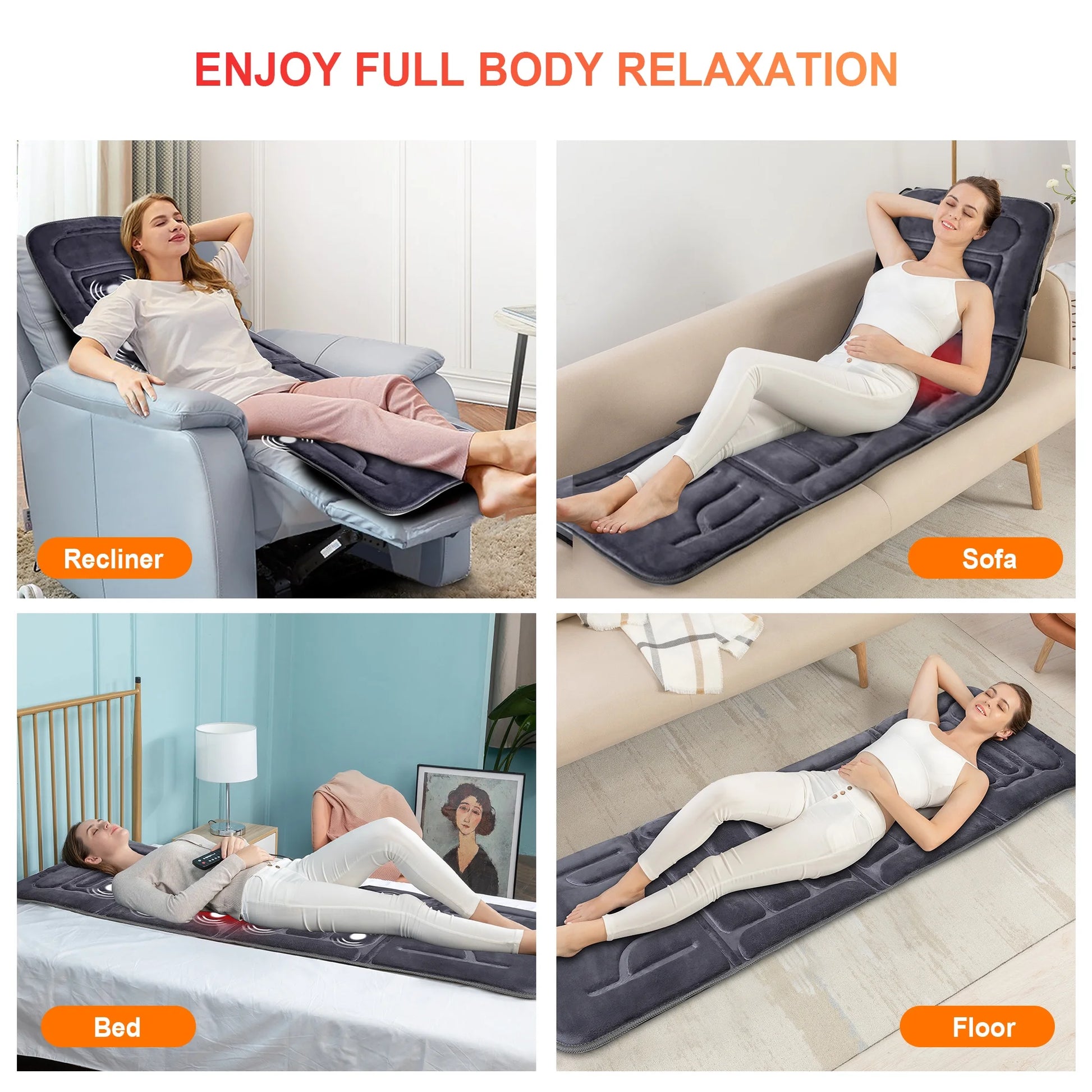 Full Body Back Massager with Heating, 10 Soothing Vibration Back Massage Pad for Pain Relief, Massage Mat,Gifts