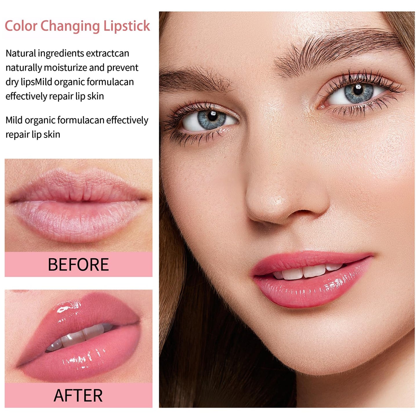 Color Changing Lipstick Tinted Lip Balm PH Lip Balm Long Lasting Nutritious Lip Magic Color Changing Lipstick Waterproof Moisturizing Color Changing Lip Balm Lipstick (01# Carrots)