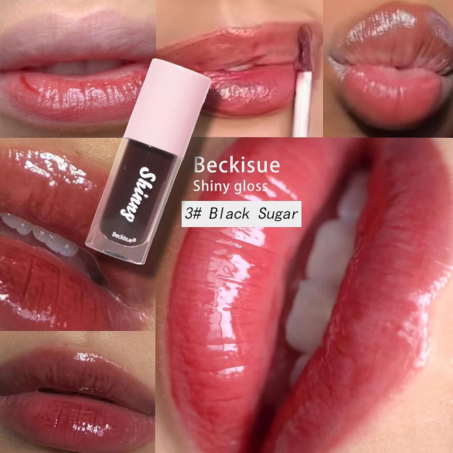 Translucent Black Lip Gloss, Clear/Black Cherry/Black Sugar Lip Oil, Plumping Hydrating Mirror Highlight Lip Gloss Moisturizing Long Lasting & Non-Sticky - Vegan Makeup (3Pcs)