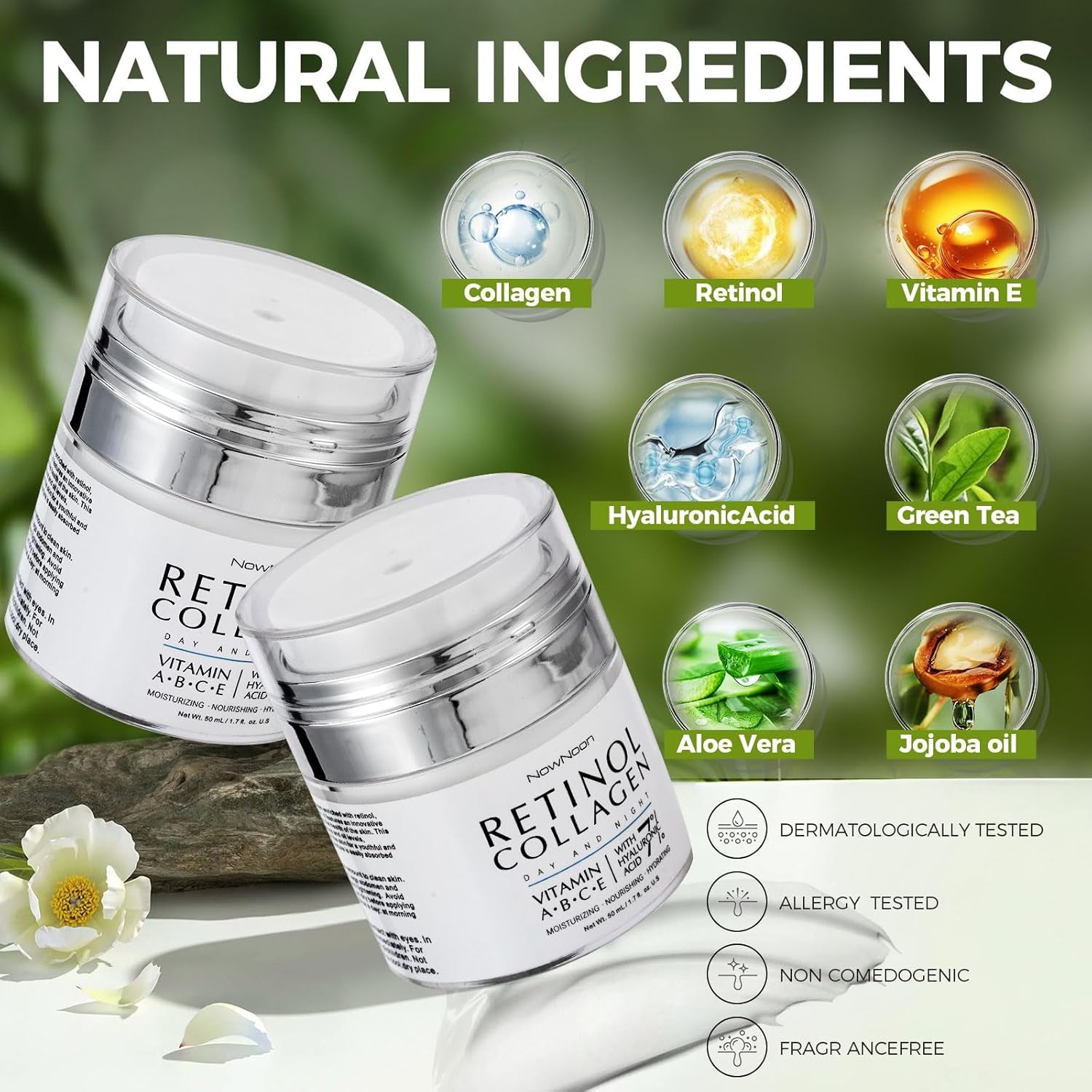 Night Cream Face Moisturizer with Retinol, Collagen, Niacinamide 10%, anti Wrinkle Face Cream, Made in USA, Retinol Cream for Face, anti Aging Face Cream, Face Moisturizer for Women, 1.7Oz