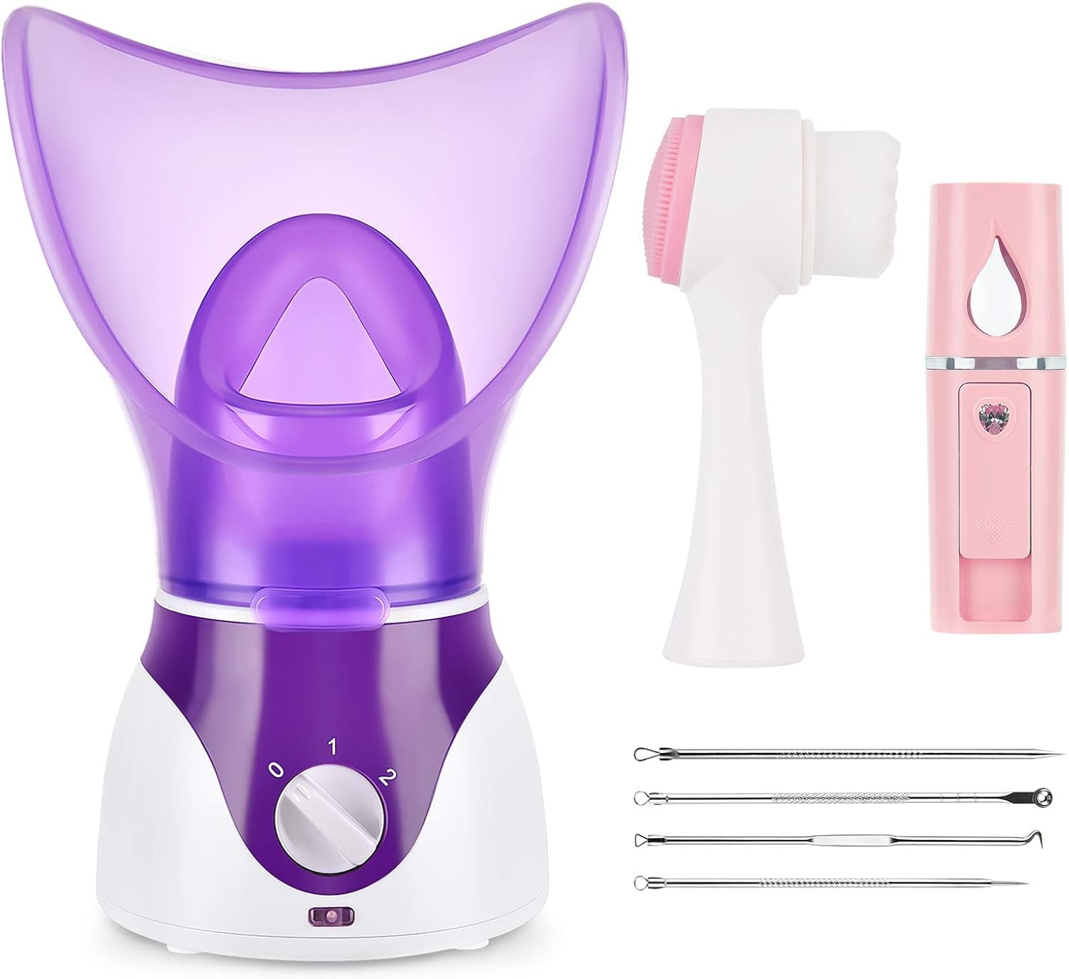 Facial Steamer for Face Nano Facial Mister Sprayer Set, Face Steamer for Facial Deep Cleaning, Portable Mini Face Steamer for Clogged Pore, Sinuses (Include Blackhead Remover Kit, Brush)