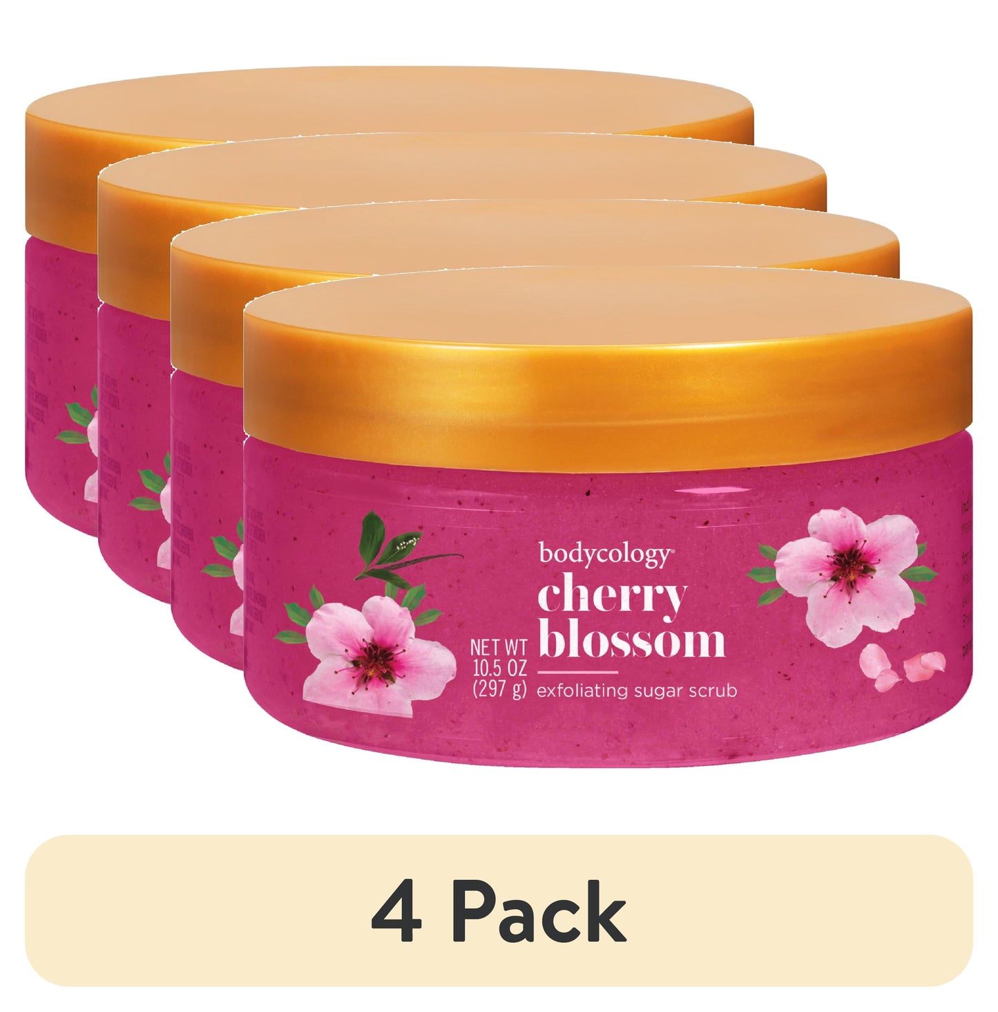 (4 Pack)  Exfoliating Sugar Scrub, Cherry Blossom, 10.5 Oz