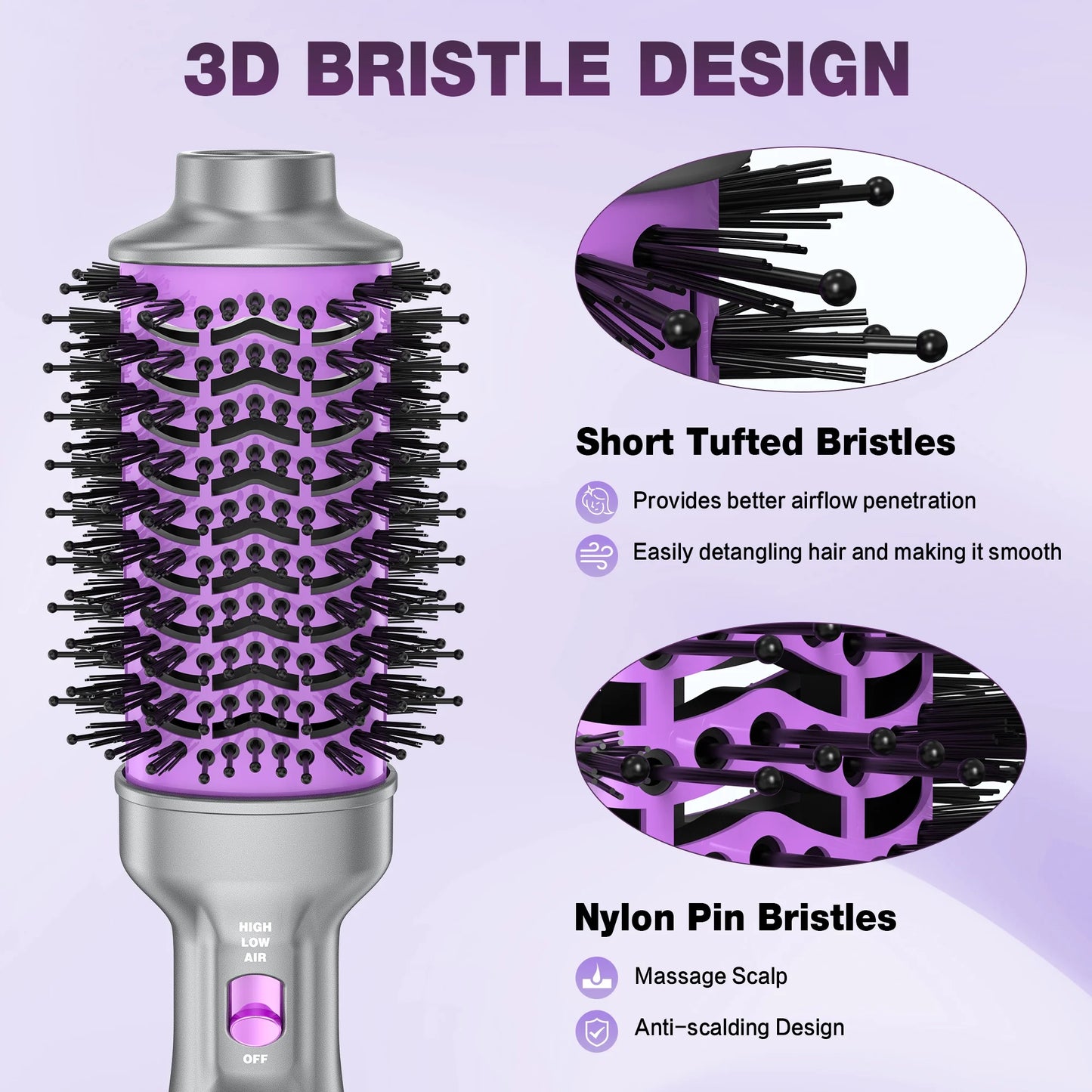 Hair Dryer and Blow Dryer Brush in One, New Upgrade 4 in 1 Hair Dryer Brush with Negative Ion Anti-Frizz Ceramic Titanium Barrel
