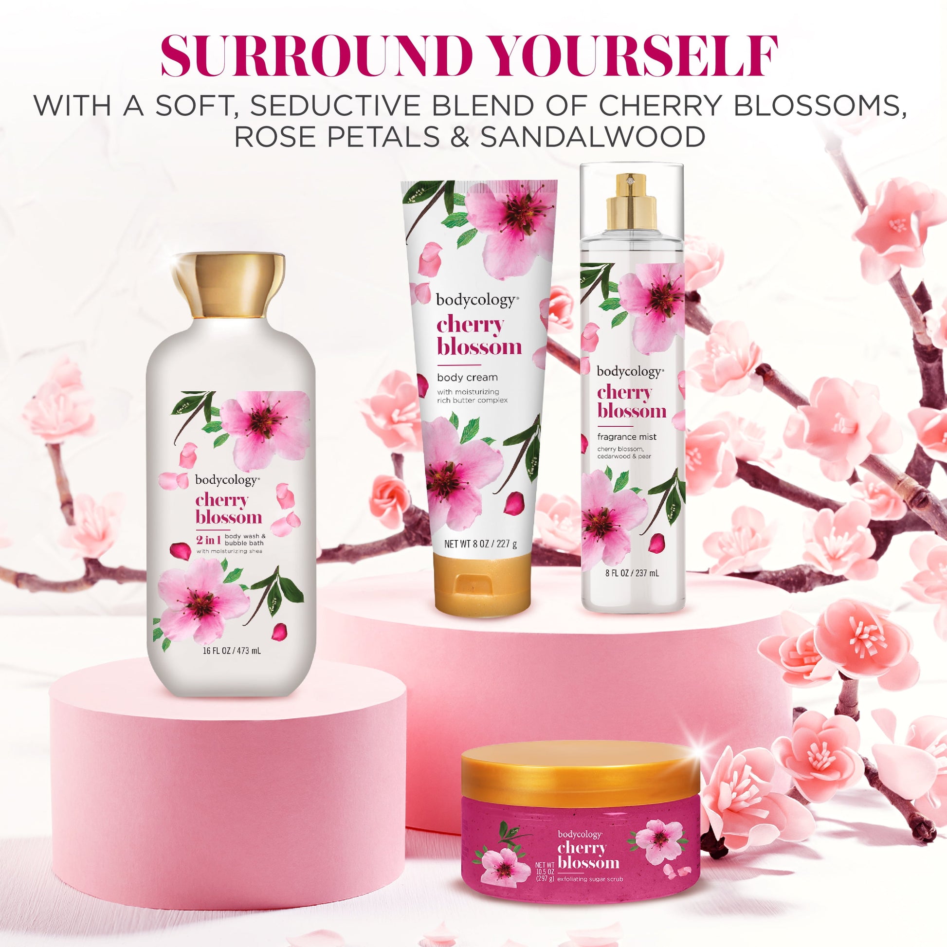 (4 Pack)  Exfoliating Sugar Scrub, Cherry Blossom, 10.5 Oz