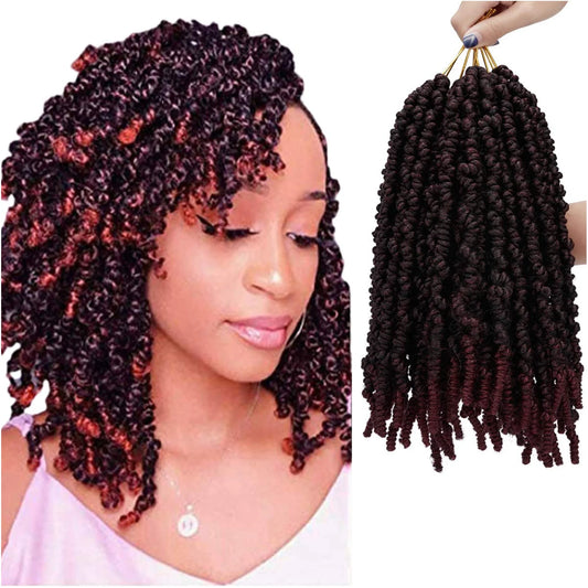 3 Packs Pretwisted Passion Twist Crochet Hair Crochet Braids Pre Twisted Passion Crochet Twist Hair Black Pre Looped Bohemian Braiding Hair Ponytail Synthetic Hair Extensions (10Inch,T27#)