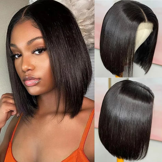 250 Density 13X6 HD Transparent Straigt Lace Frontal Bob Human Brazilian Hair Wig 13X4 Lace Front Wig Preplucked for Women
