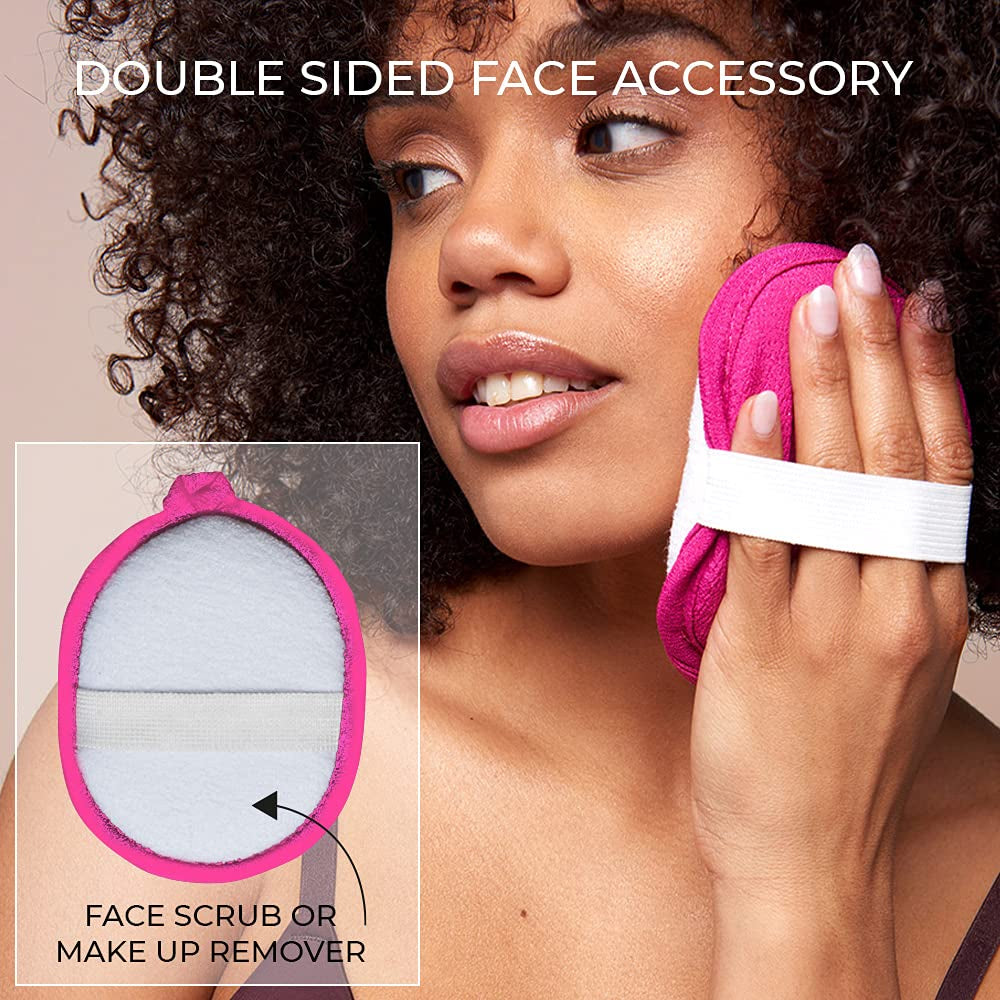 Renaissance Glove a Body Exfoliating Mitt with Face Scrubbing Accessory by Daniele Henkel – Vegan More Effective & Resistant than a Loofah, Brush or Scrub Sponge Bath -100% Natural (Royal Magenta)