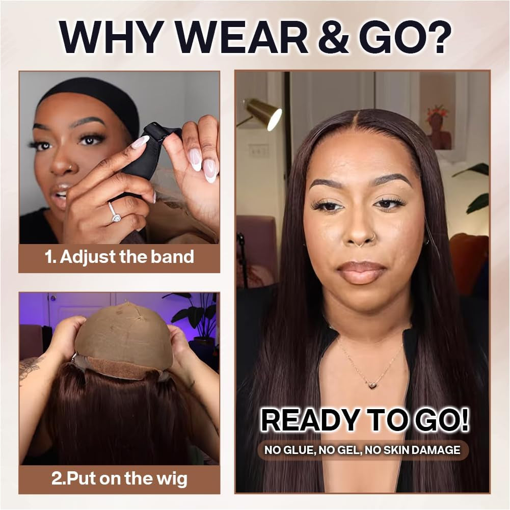 4X4 Straight Bob Wig Human Hair Chocolate Brown Hd Lace Closure Wigs Human Hair Gluless 100% Remy Human Hair for Women Transparent Lace Wig 14 Inch