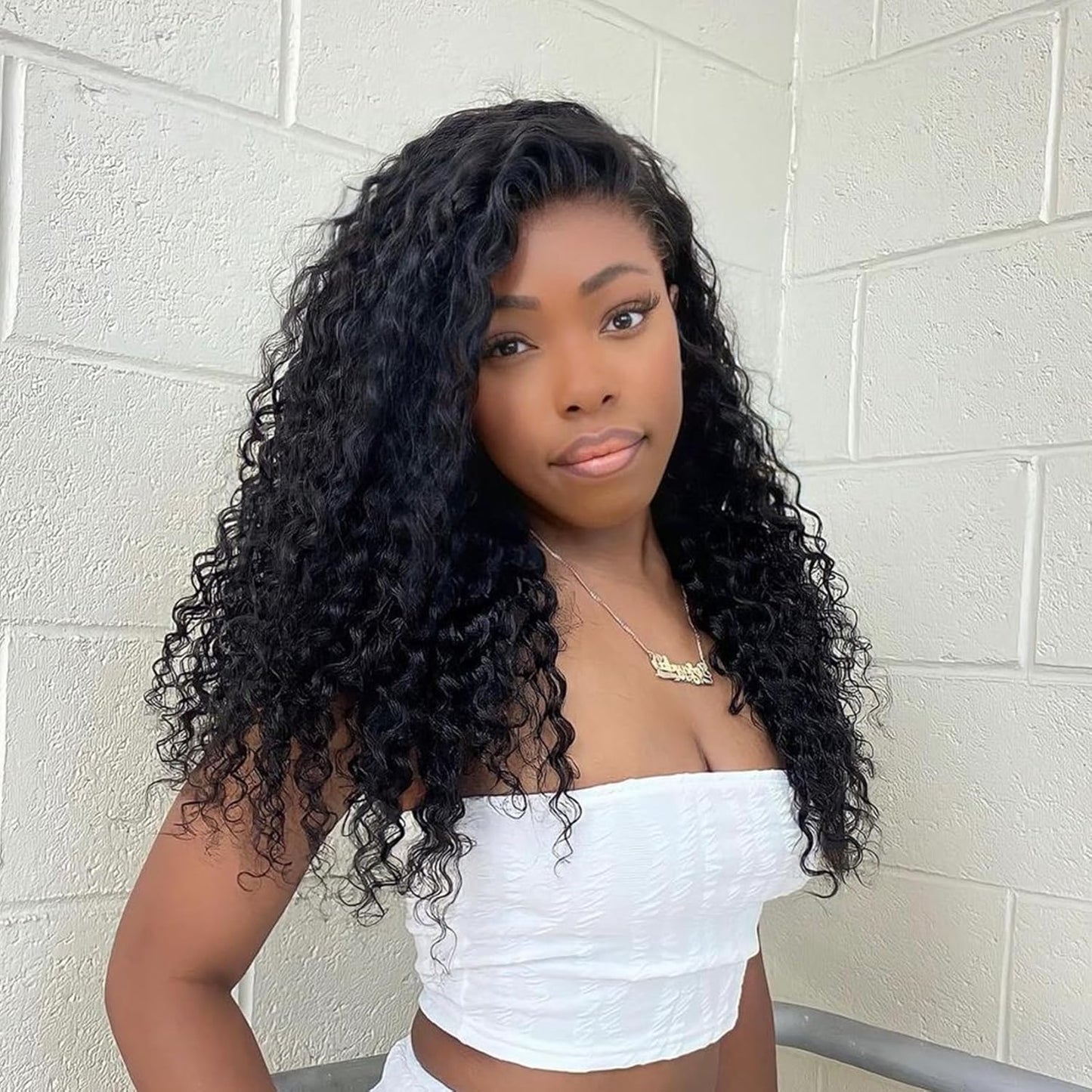 Curly Bob Wigs Human Hair Water Wave 4X4 Closure Glueless Wet and Wavy Lace Front Wigs Human Hair for Black Women with Baby Hair 180% Density Curly Human Hair Wigs Natural Color 24Inch