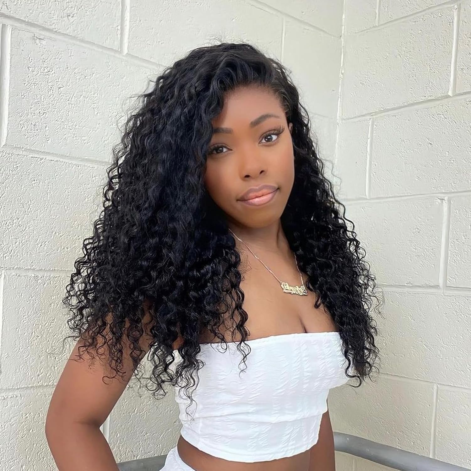 Curly Bob Wigs Human Hair Water Wave 4X4 Closure Glueless Wet and Wavy Lace Front Wigs Human Hair for Black Women with Baby Hair 180% Density Curly Human Hair Wigs Natural Color 24Inch