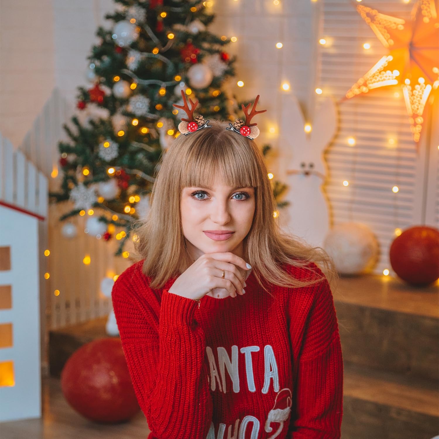 3Pcs Christmas Hair Clips, Christmas Hair Pins Christmas Hair Accessories Christmas Hair Clips for Girls Cute Christmas Hairpin for Christmas Party Women Girls