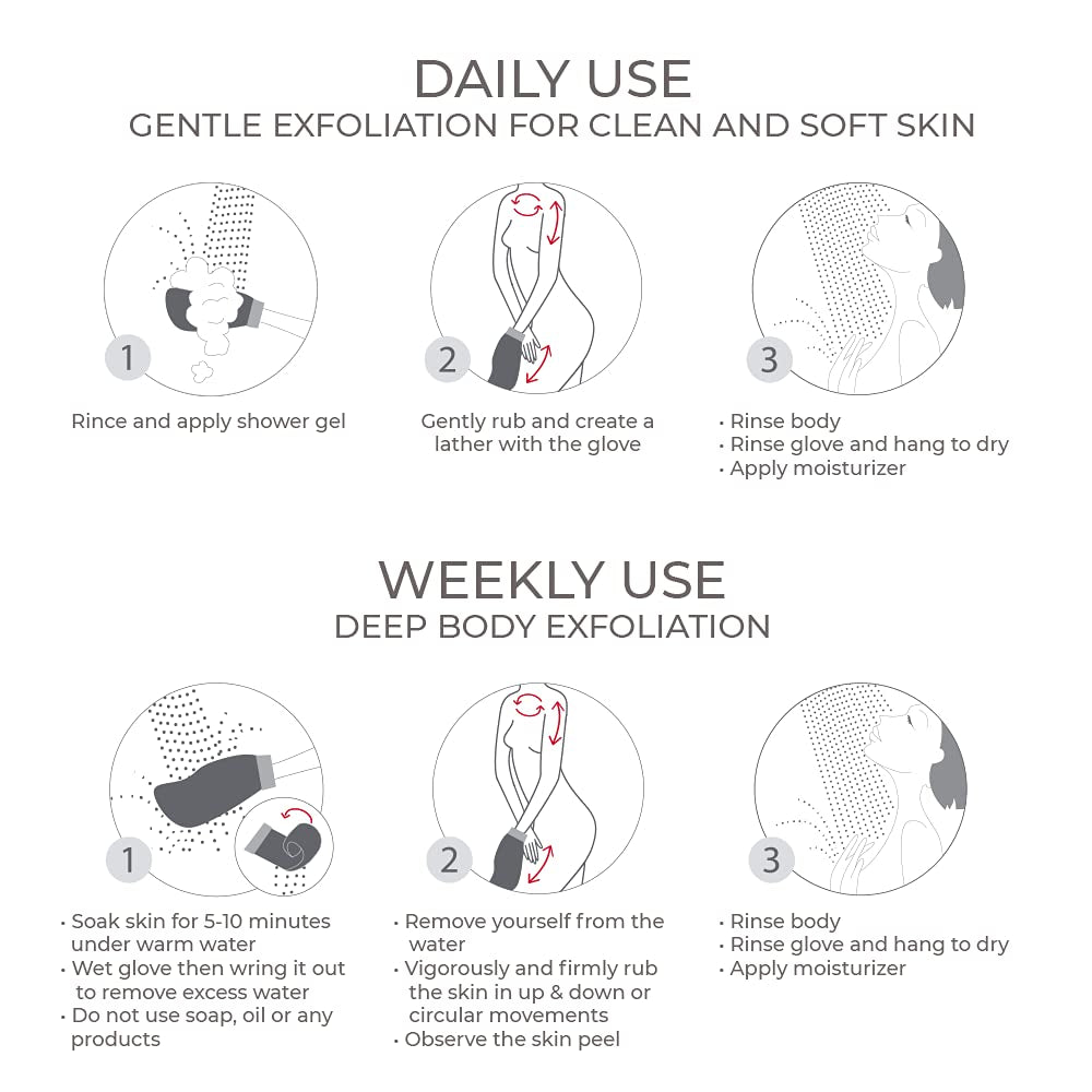 Renaissance Glove a Body Exfoliating Mitt with Face Scrubbing Accessory by Daniele Henkel – Vegan More Effective & Resistant than a Loofah, Brush or Scrub Sponge Bath -100% Natural (Royal Magenta)