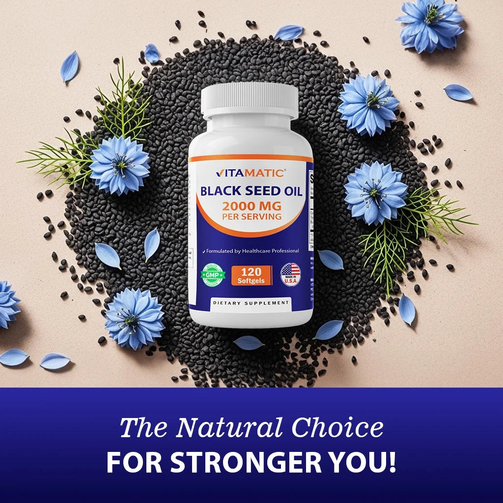 Black Seed Oil Capsules - 2000 Mg per Serving - 120 Softgels - Colde Pressed - Contains Min 0.95% Thymoquinone - Supports Healthy Immune Response - Made in the USA