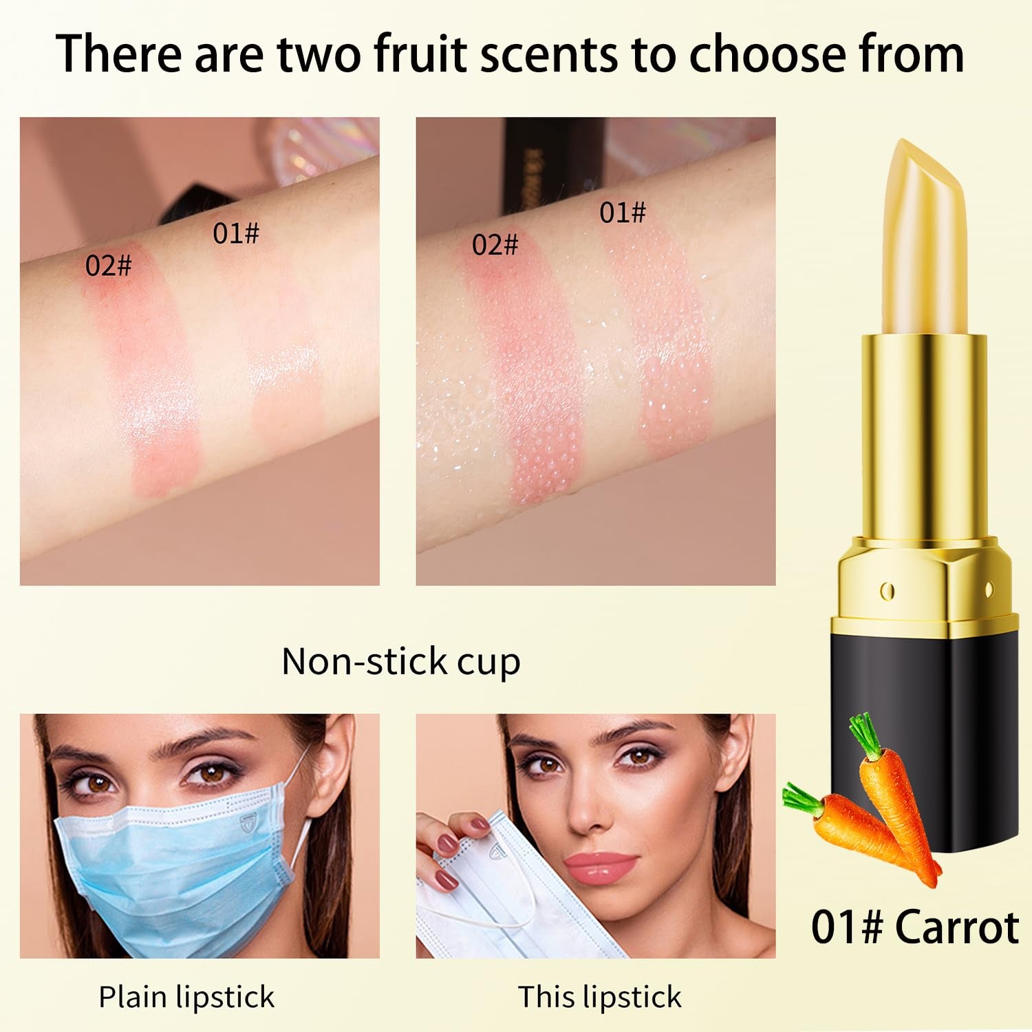 Color Changing Lipstick Tinted Lip Balm PH Lip Balm Long Lasting Nutritious Lip Magic Color Changing Lipstick Waterproof Moisturizing Color Changing Lip Balm Lipstick (01# Carrots)