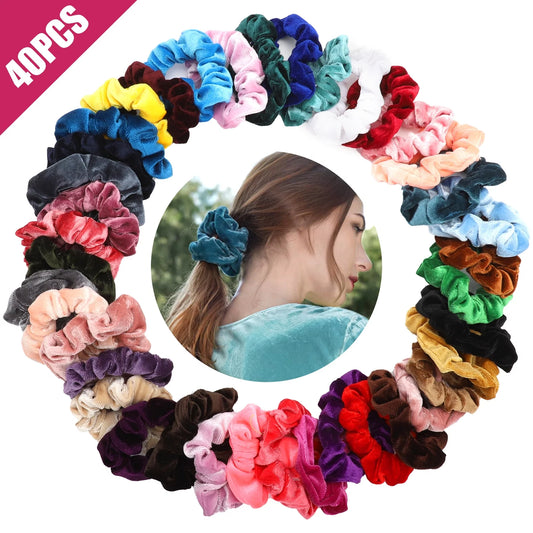 Velvet Hair Scrunchie Set | Multicolor Elastic Hair Ties | 40/20-Piece Scrunchie Collection | Chic Velvet Ponytail Holders | Stylish Hair Tie Assortment | Vibrant Velvet Scrunchies | Ultimate Hair Accessory Set | Elastic Velvet Scrunchie Bundle | Colorful Ponytail Holders | Scrunchie Variety Pack