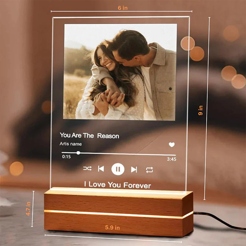 Custom Song Photo Acrylic Plaque LED Night Light