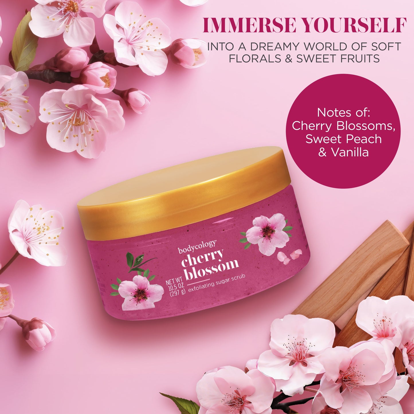 (4 Pack)  Exfoliating Sugar Scrub, Cherry Blossom, 10.5 Oz