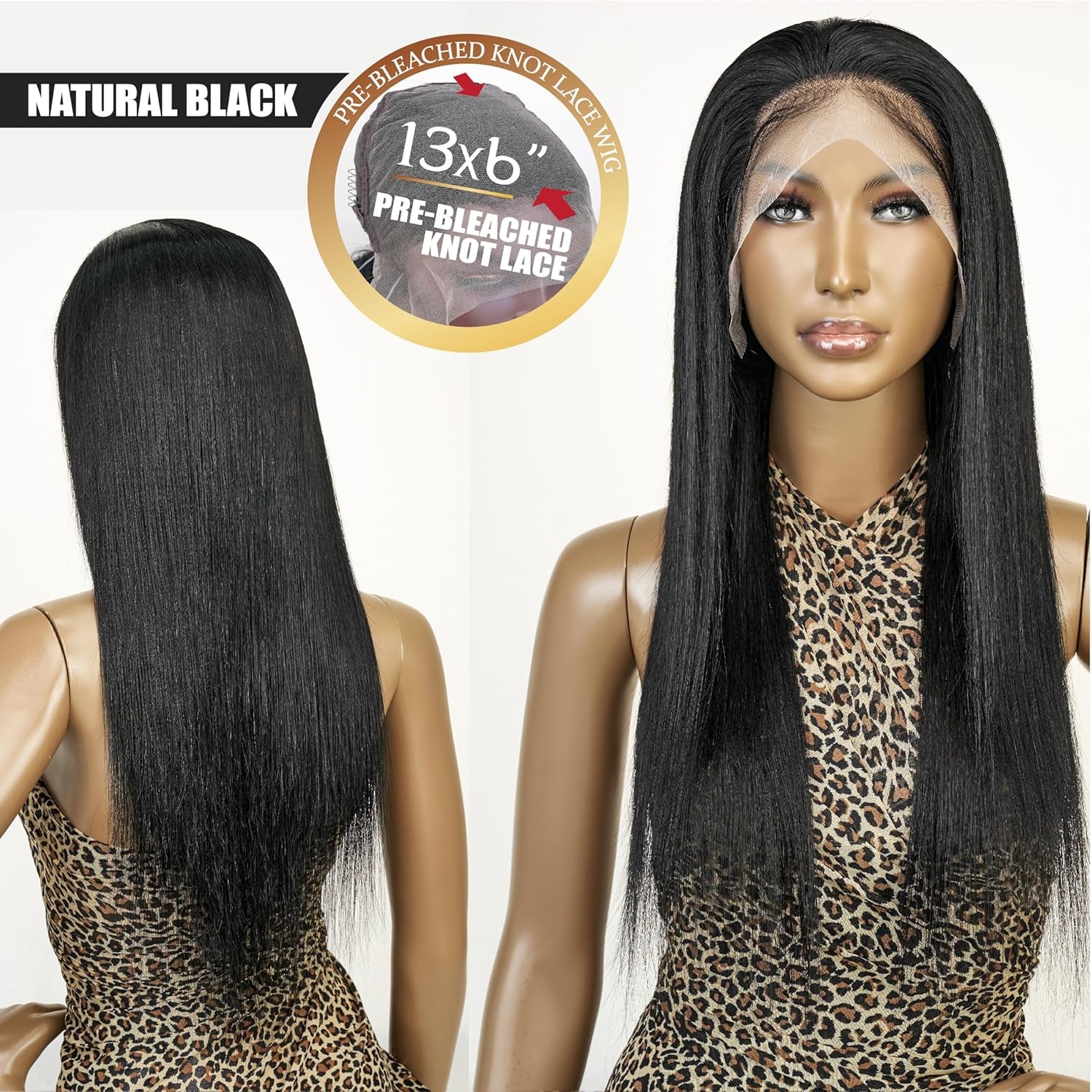 13X6 Lace Front Wigs Human Hair Pre Bleached Knot HD Lace Front Pre Plucked, Straight Hd Lace Wig Brazilian Virgin Human Hair Wigs - Straight Natural Black 16Inch - CATCH